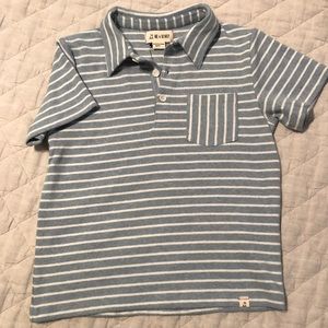 Me & Henry blue and white striped polo shirt, Size 6/7